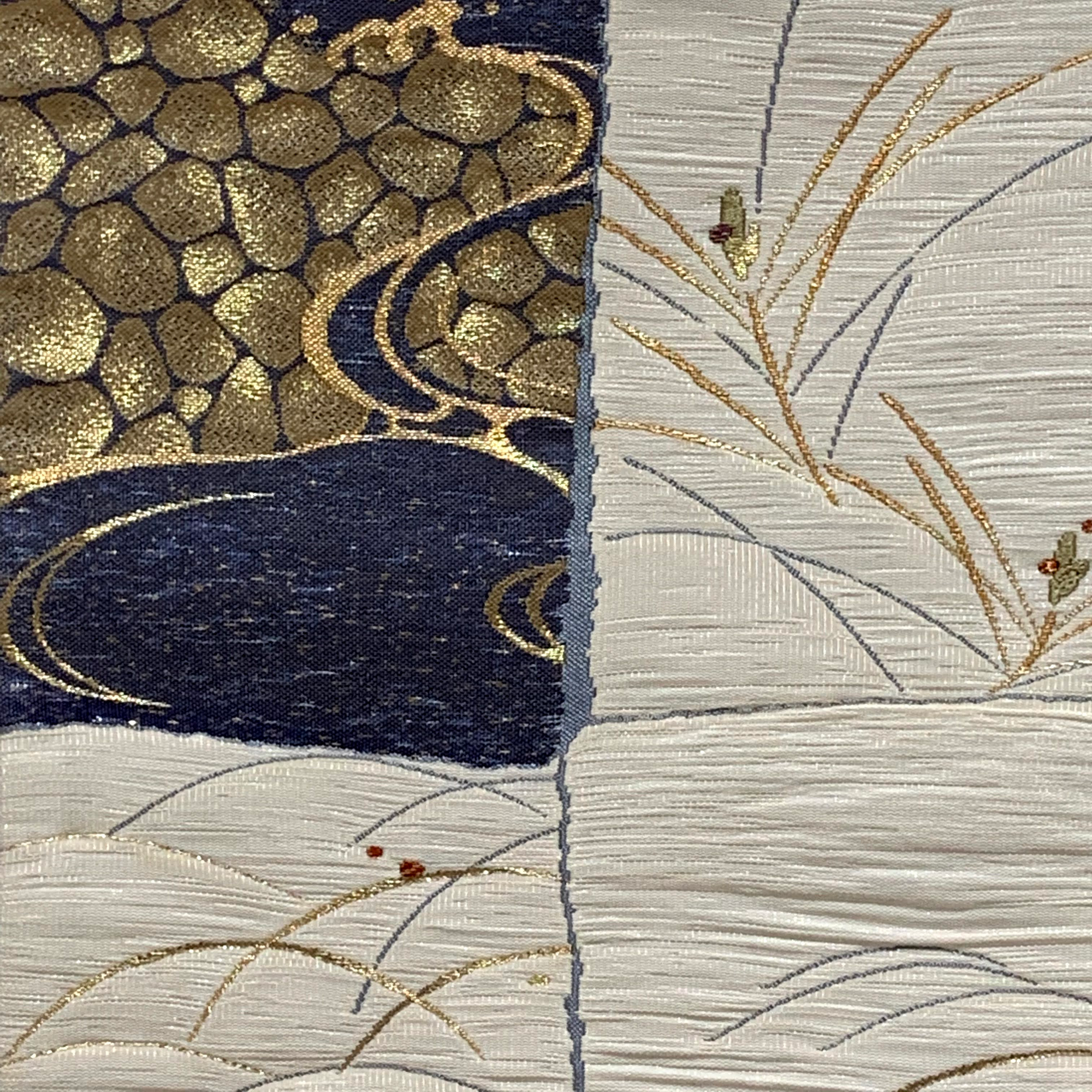 袋帯　河瀬満織物　市松花カード　芯入仕立　