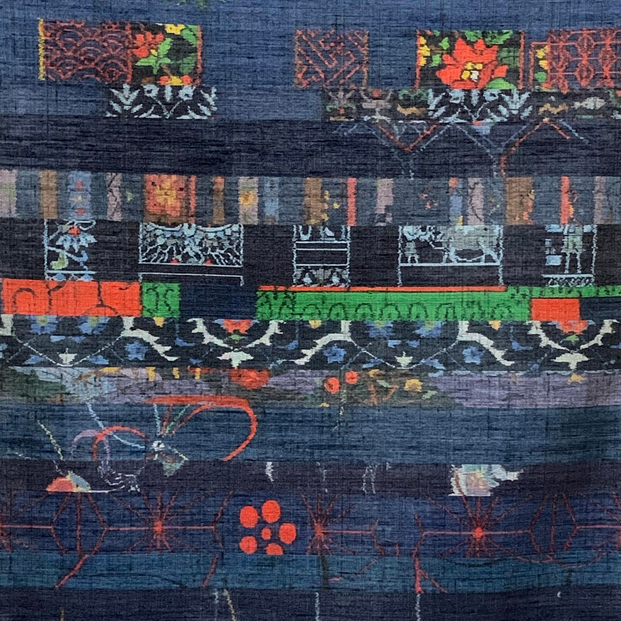 反物　縮屋次郎作　かすりあそび　小千谷紬　手挽真綿織　魚沼　越後国　お仕立代込み