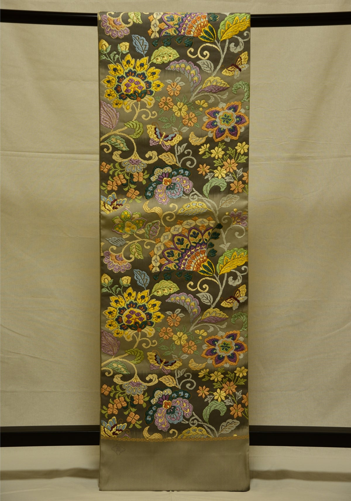 &lt;transcy&gt;Fujiwara Orimono Textile, Tailored Fukuro Obi, Double-woven
Obi, Sarasa Calico, Flowers and Birds&lt;/transcy&gt;